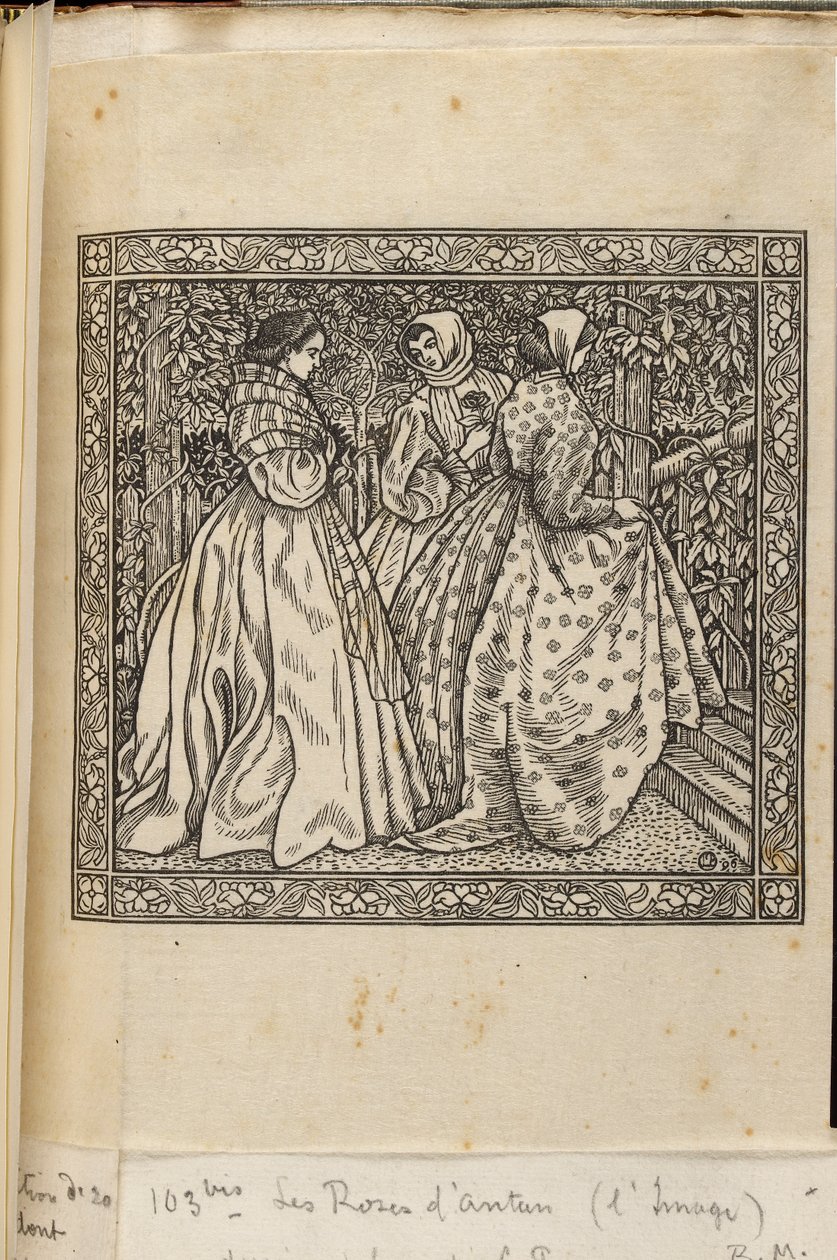 Vrouwen bij tuintrappen, houtsneden van Lucien Pissarro, ca. 1885-1940 door Lucien Pissarro