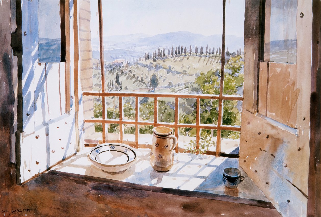 Uitzicht vanuit een raam, 1988 door Lucy Willis