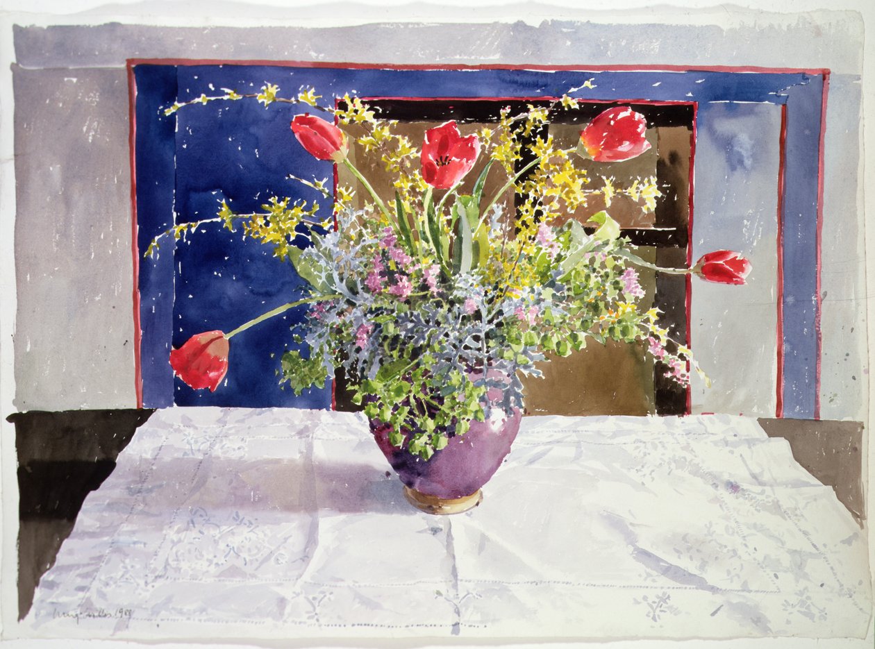 Lentebloemen in een vaas door Lucy Willis