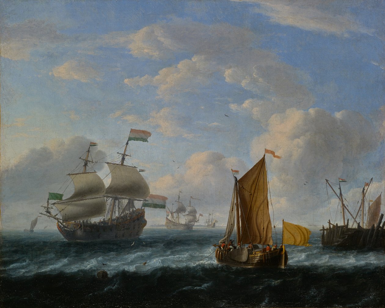 Nederlandse oorlogsschepen door Ludolf Backhuysen