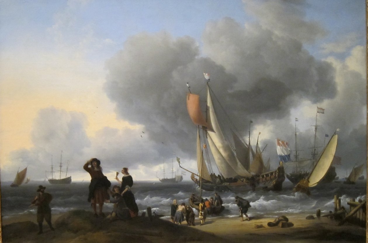 Nederlanders aan boord van een jacht door Ludolf Bakhuizen
