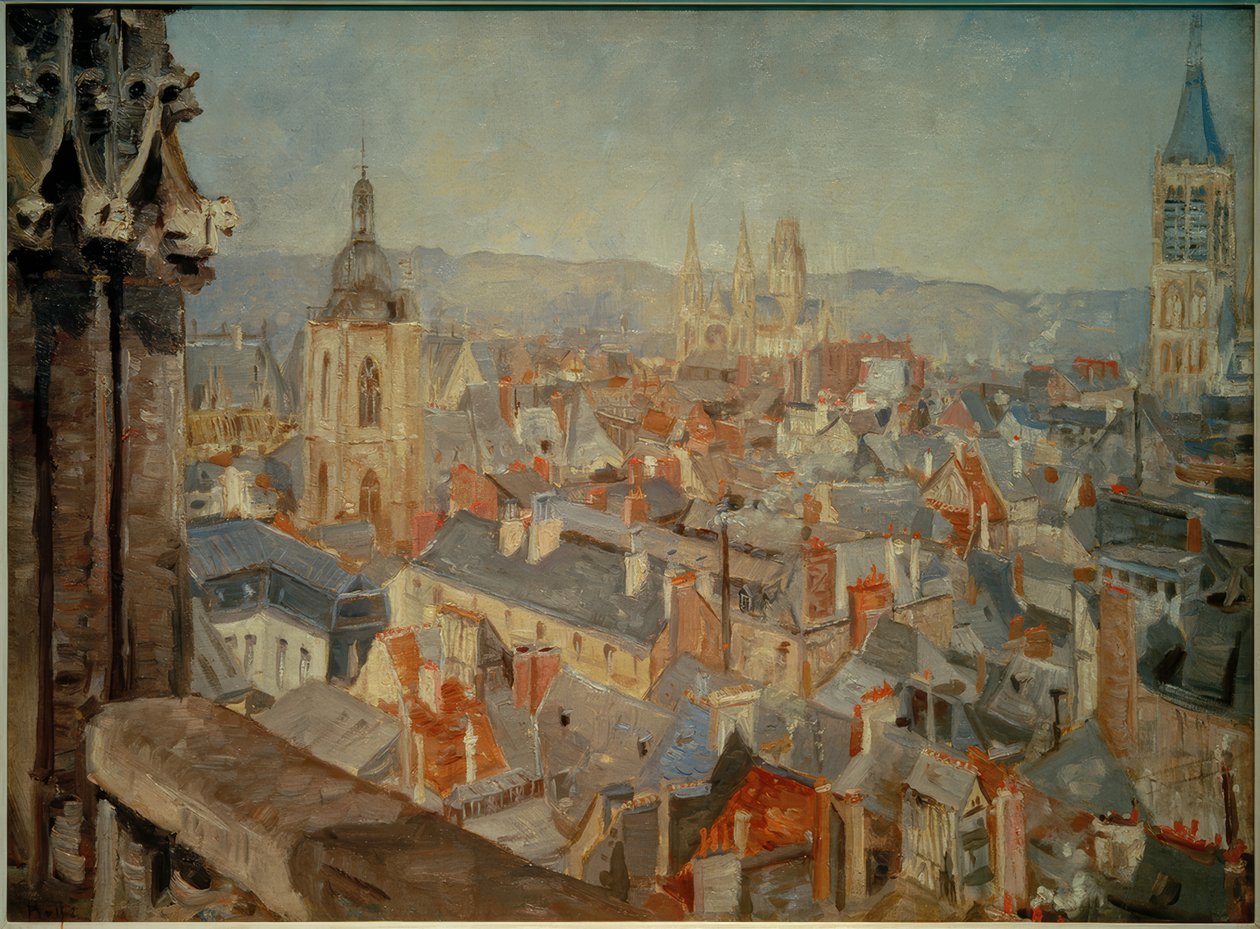 Uitzicht over de daken van Rouen door Ludovic Piette