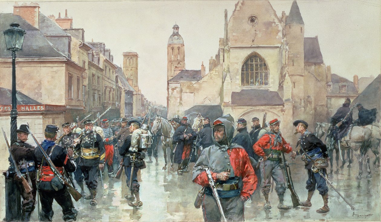 Een bijeenkomst van de Garibaldini en Franse troepen in Tours door Ludovico Marchetti