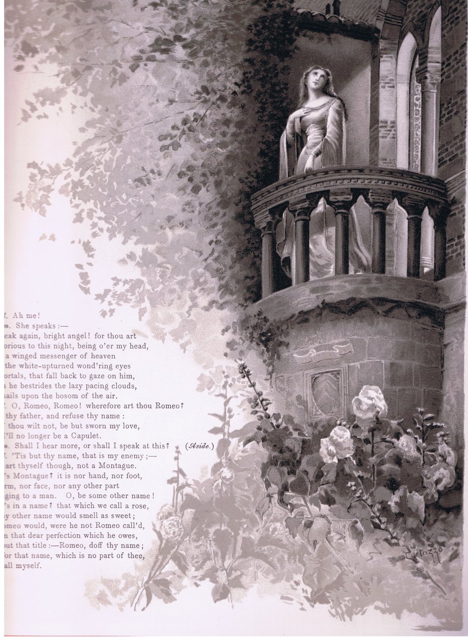 Julia, ach mij! Romeo, zij spreekt, illustratie uit Romeo en Julia door Ludovico Marchetti