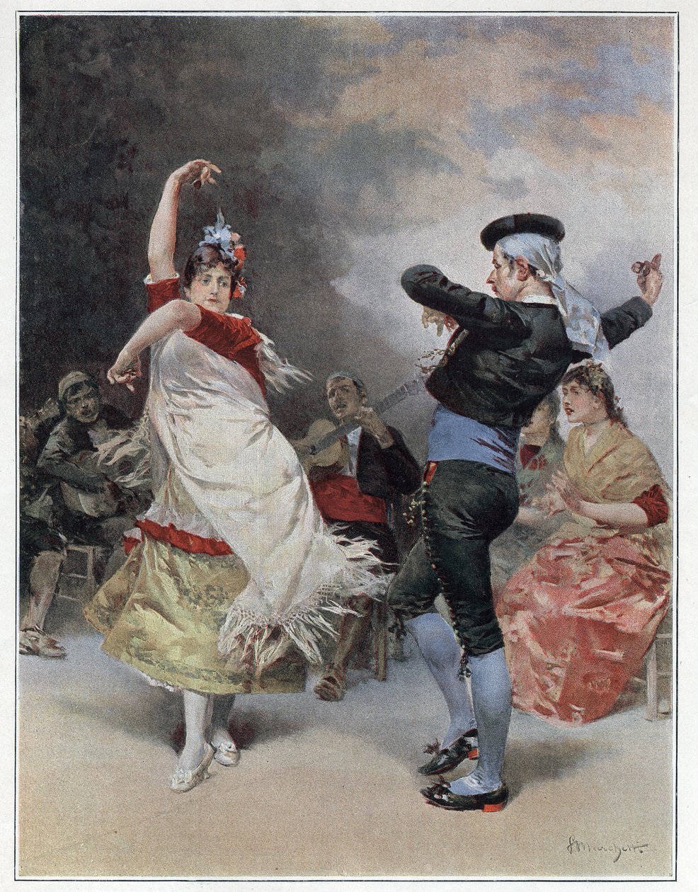 De zigeuners van Granada. Chromotypografie door Ludovico Marchetti (1853-1909) 1889 Privécollectie. door Ludovico Marchetti