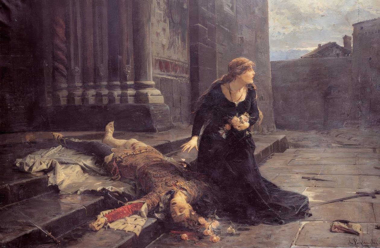 De Dood van Gianmaria Visconti voor de Kerk S. Gottardo in Milaan door Ludovico Pogliaghi