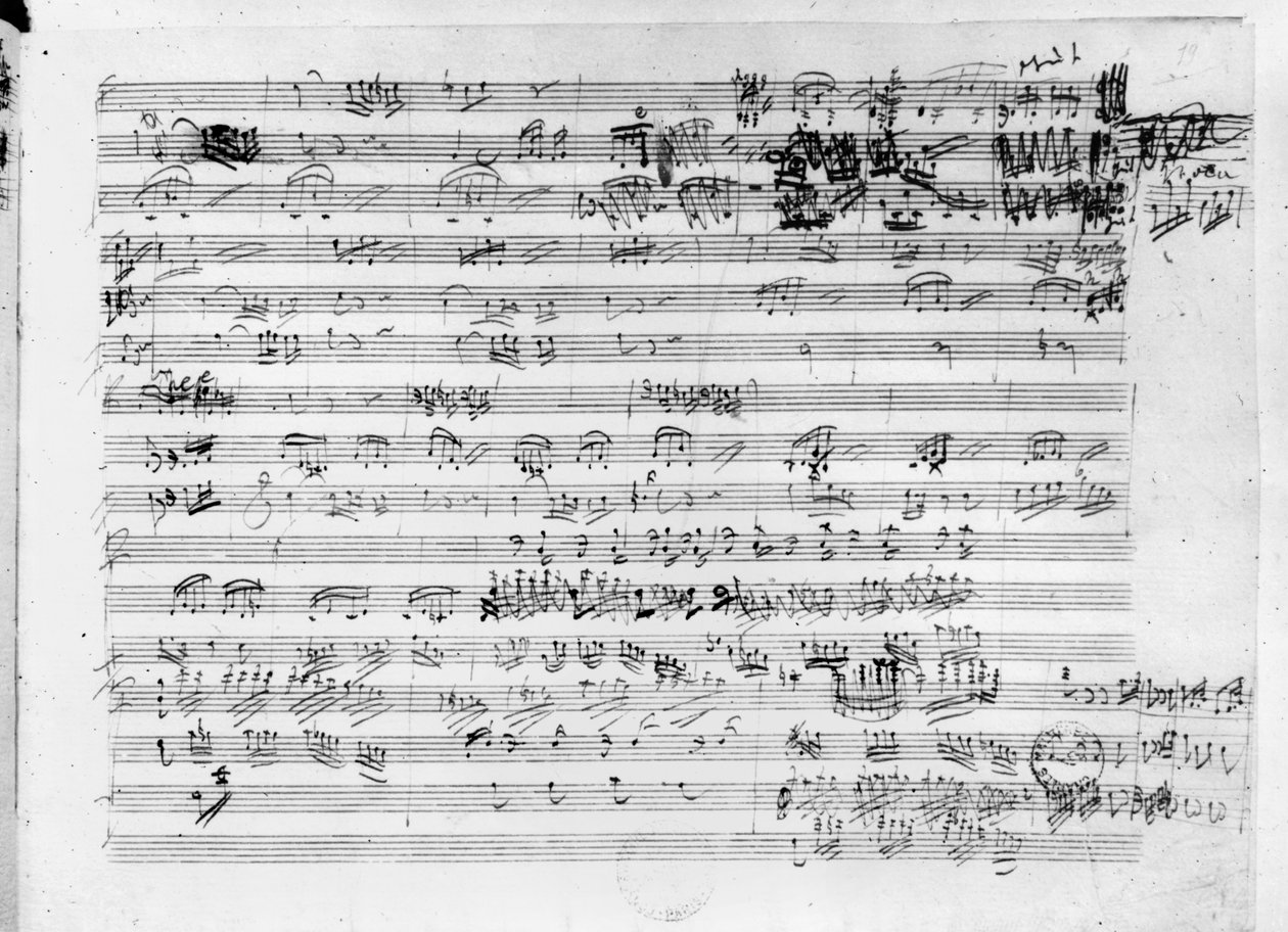 Autograaf partituurblad voor het Trio mi bemol opus 3 door Ludwig van Beethoven