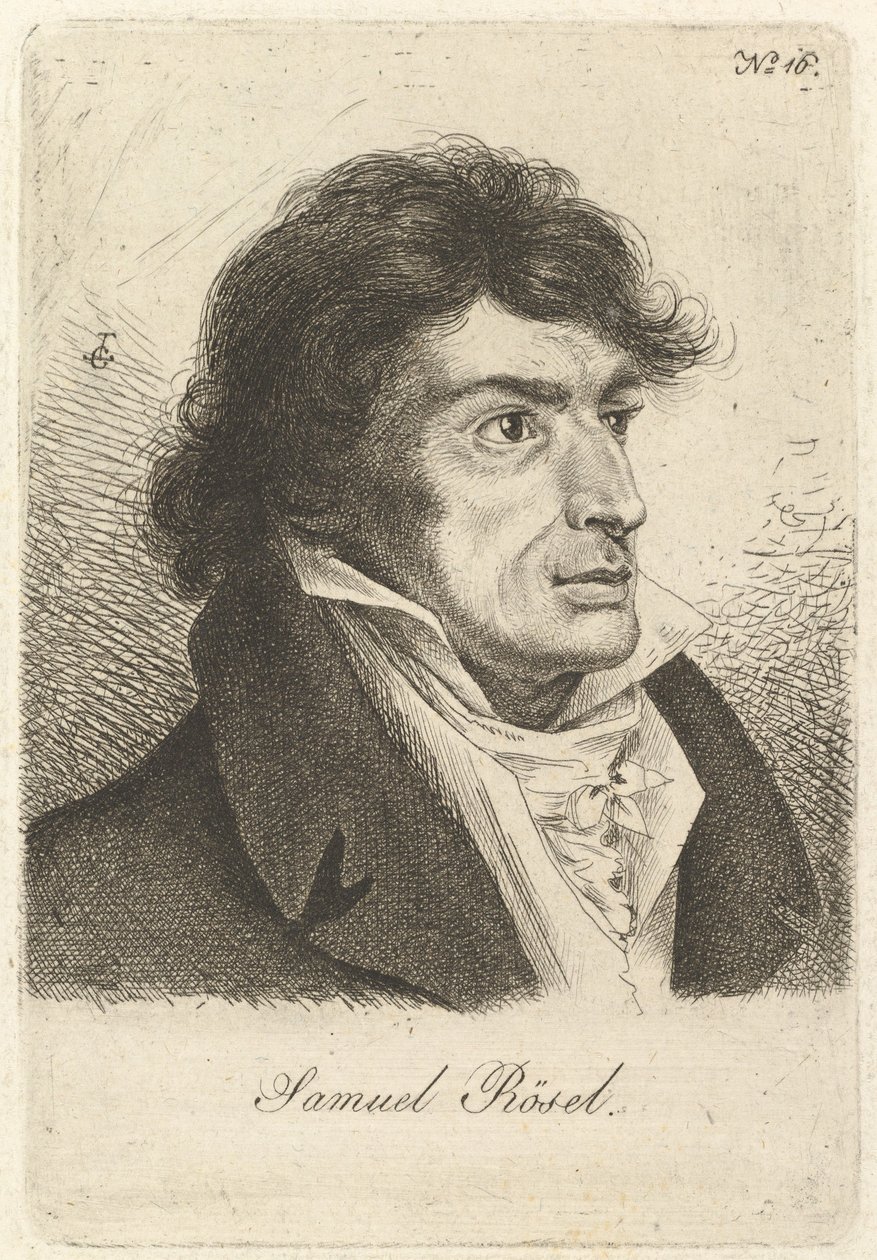 Portret van Johann Gottlieb Samuel Rösel door Ludwig Emil Grimm