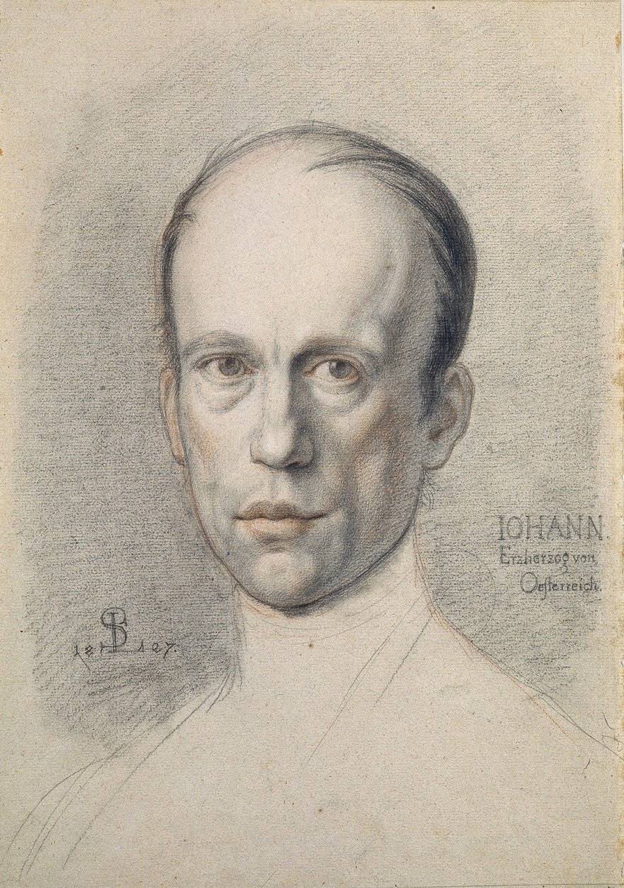 Portret van aartshertog Jan van Oostenrijk door Ludwig Ferdinand Schnorr von Carolsfeld