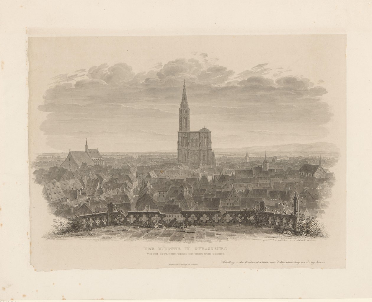 Gezicht op de kathedraal van Straatsburg door Ludwig Friedrich Schnell