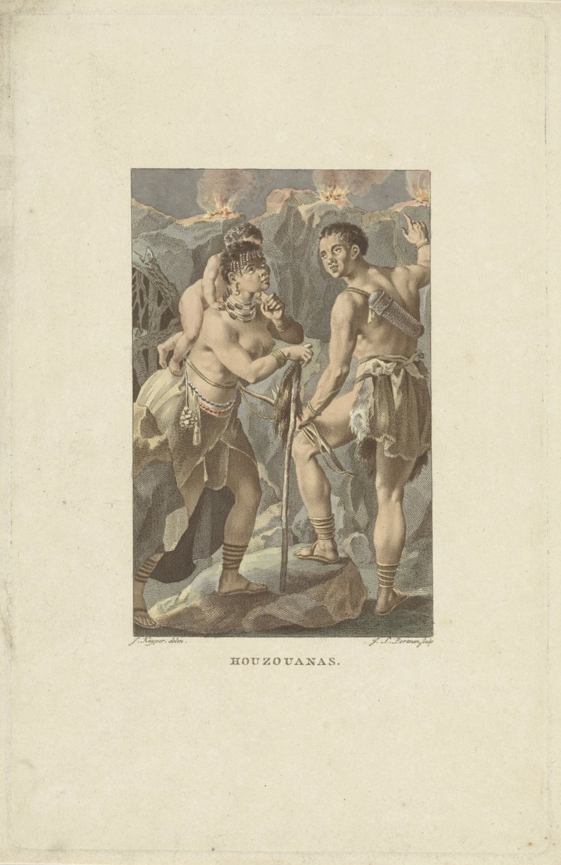Bewoners van Zuid-Afrika (Houzouana) door Ludwig Gottlieb Portman