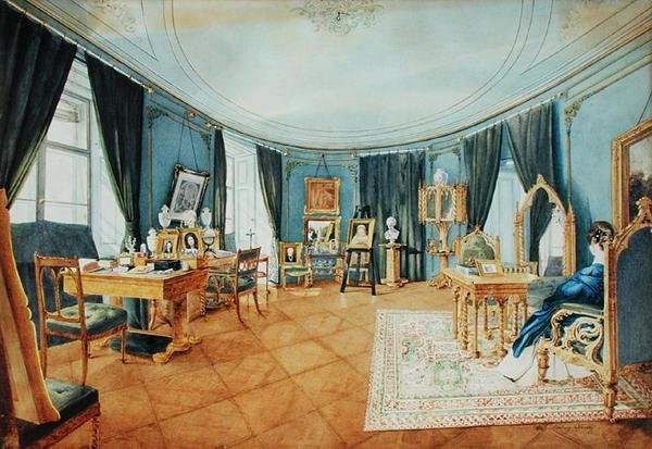 Een kunstenaarskamer in Wenen door Ludwig Hild