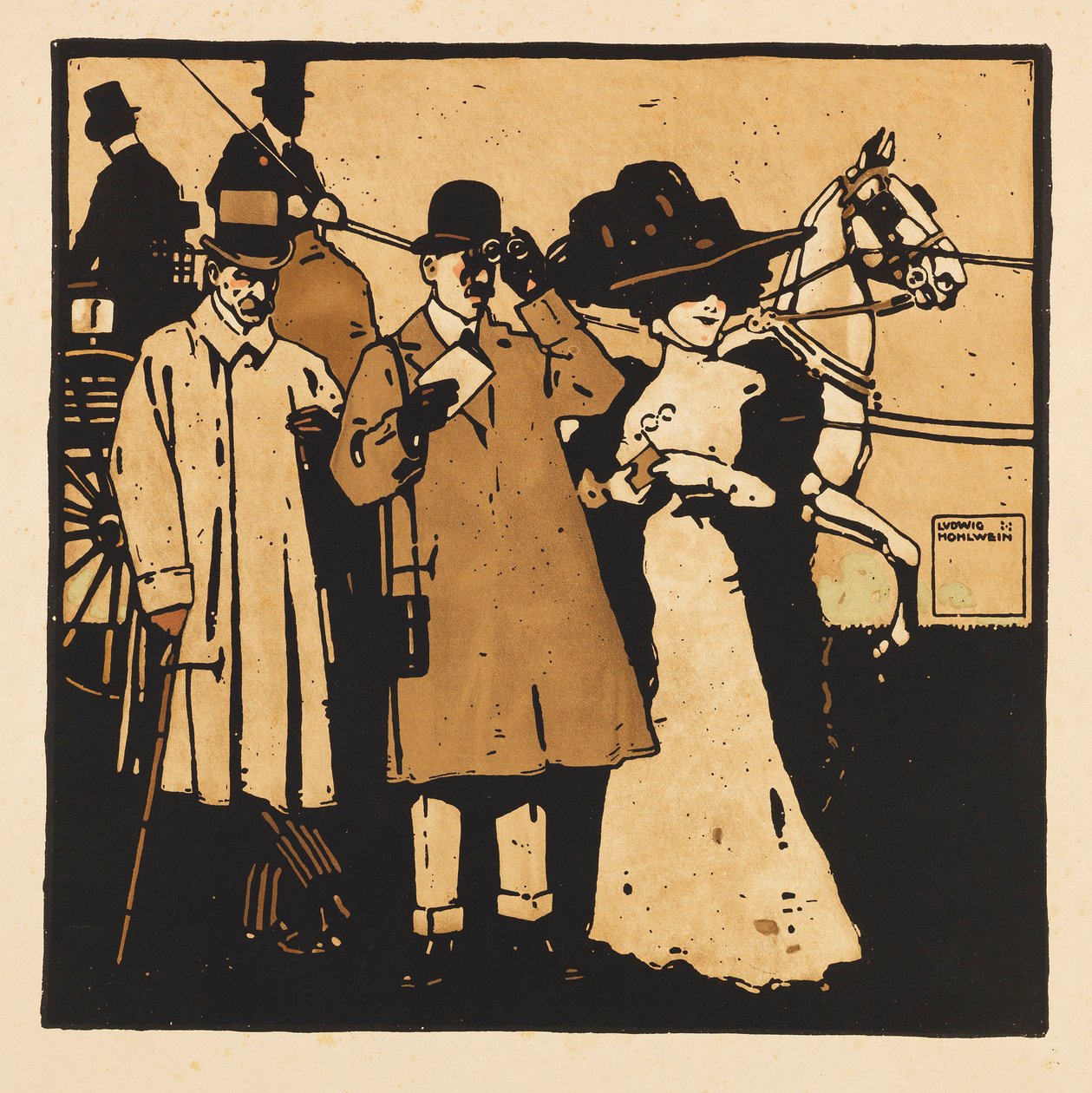 Uit de Portfolio Turf. Twaalf paardenraces afbeeldingen, 1909 door Ludwig Hohlwein