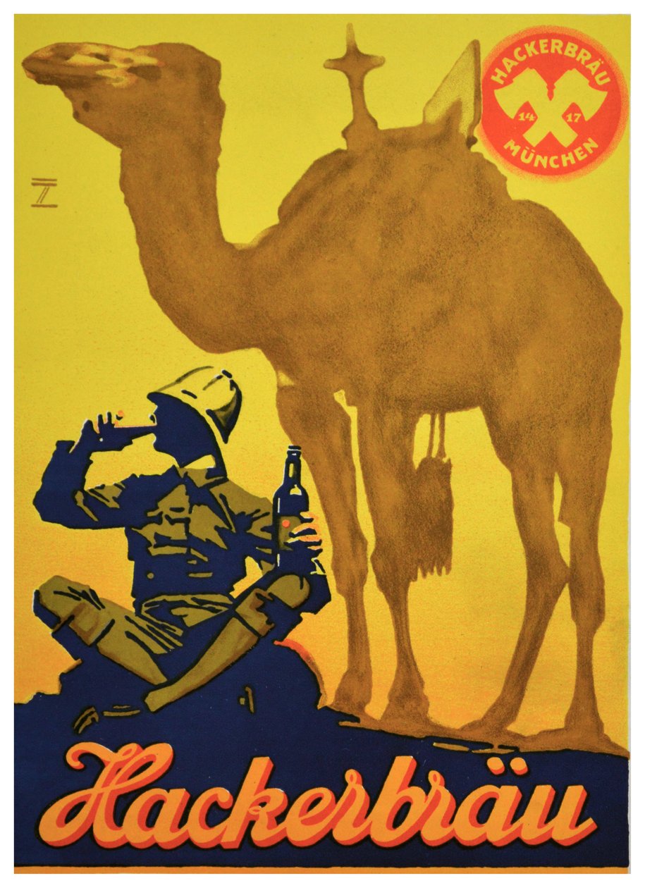 Posteradvertentie voor Hackerbrau Bier, ca. 1930 door Ludwig Hohlwein
