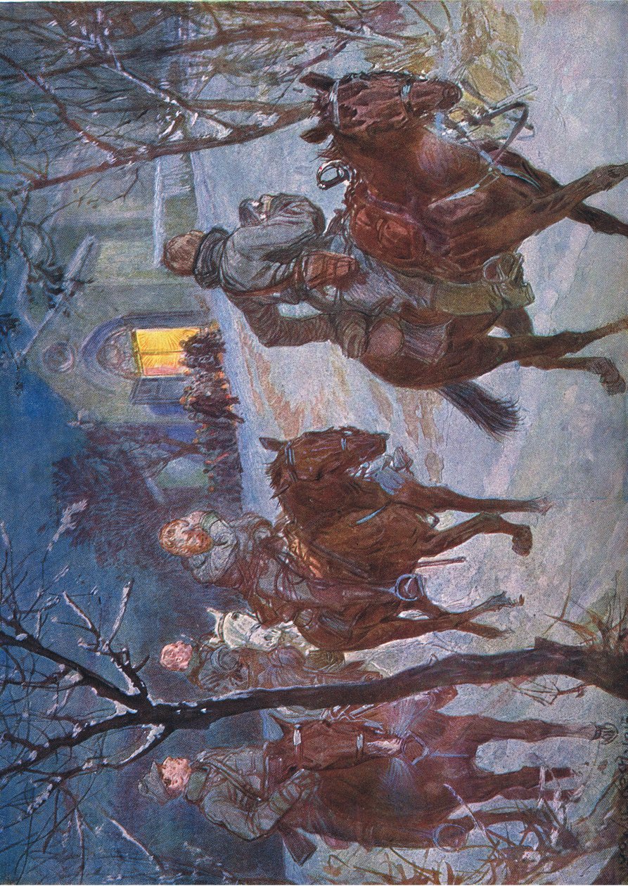 Kerstavond, illustratie uit Hindenburg uitgegeven door Daterlandischer Derlag C U Weller Berlijn, 1922 door Ludwig Koch