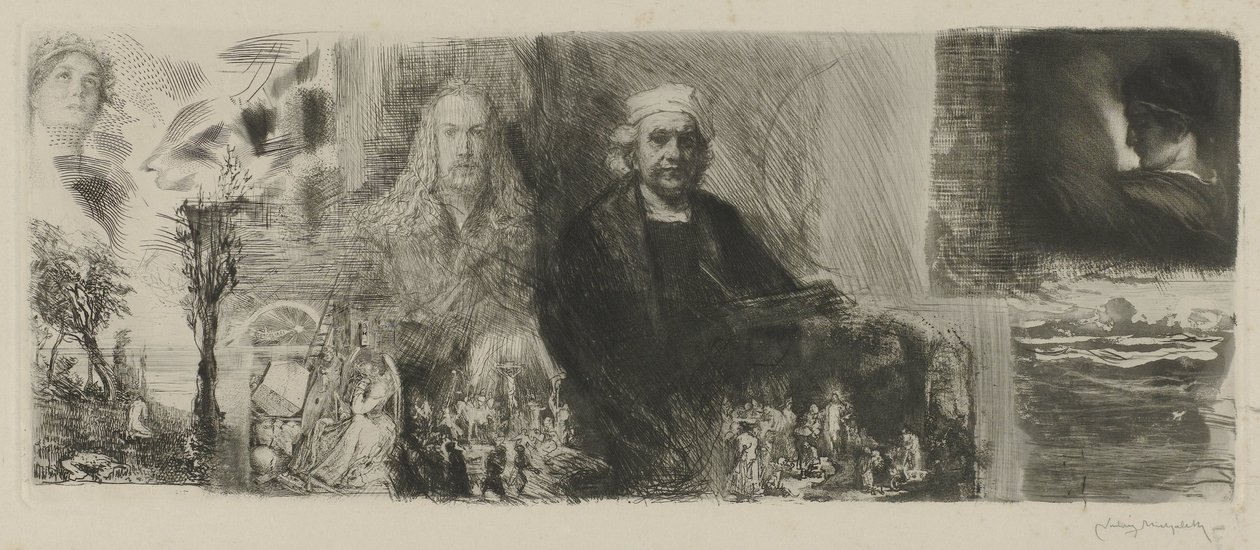 Werken van Rembrandt en Dürer in verschillende prenttechnieken door Ludwig Michalek