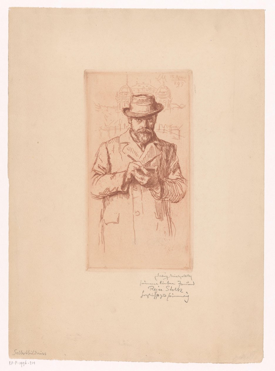 Zelfportret van Ludwig Michaleck door Ludwig Michalek