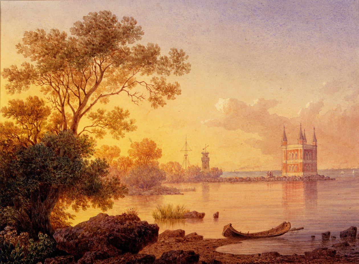 Uitzicht op het Rozenpaviljoen Ozerki in Peterhof door Ludwig Premazzi