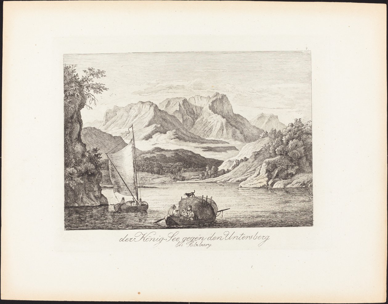 Der König-See tegen de Untersberg bij Salzburg door Ludwig Richter
