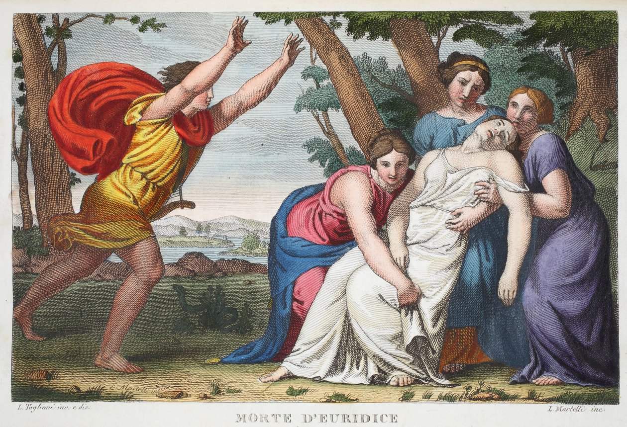 De dood van Eurydice, Boek X, illustratie uit Ovidius