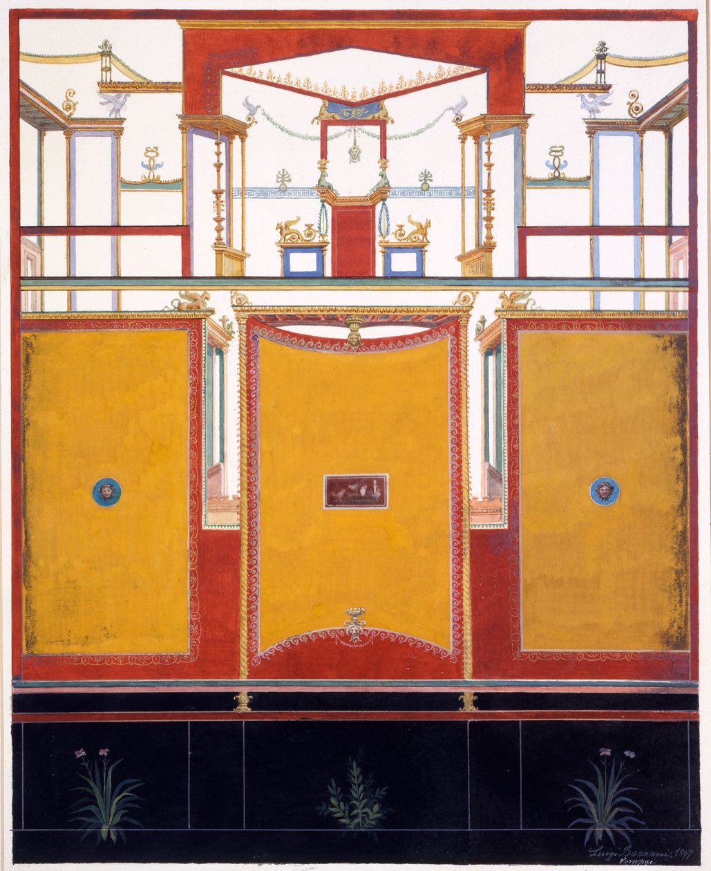 Muurdecoraties uit het huis van Aulus Vettius, Pompeii, c.36-39 n.Chr., 1987 door Luigi Bazzani