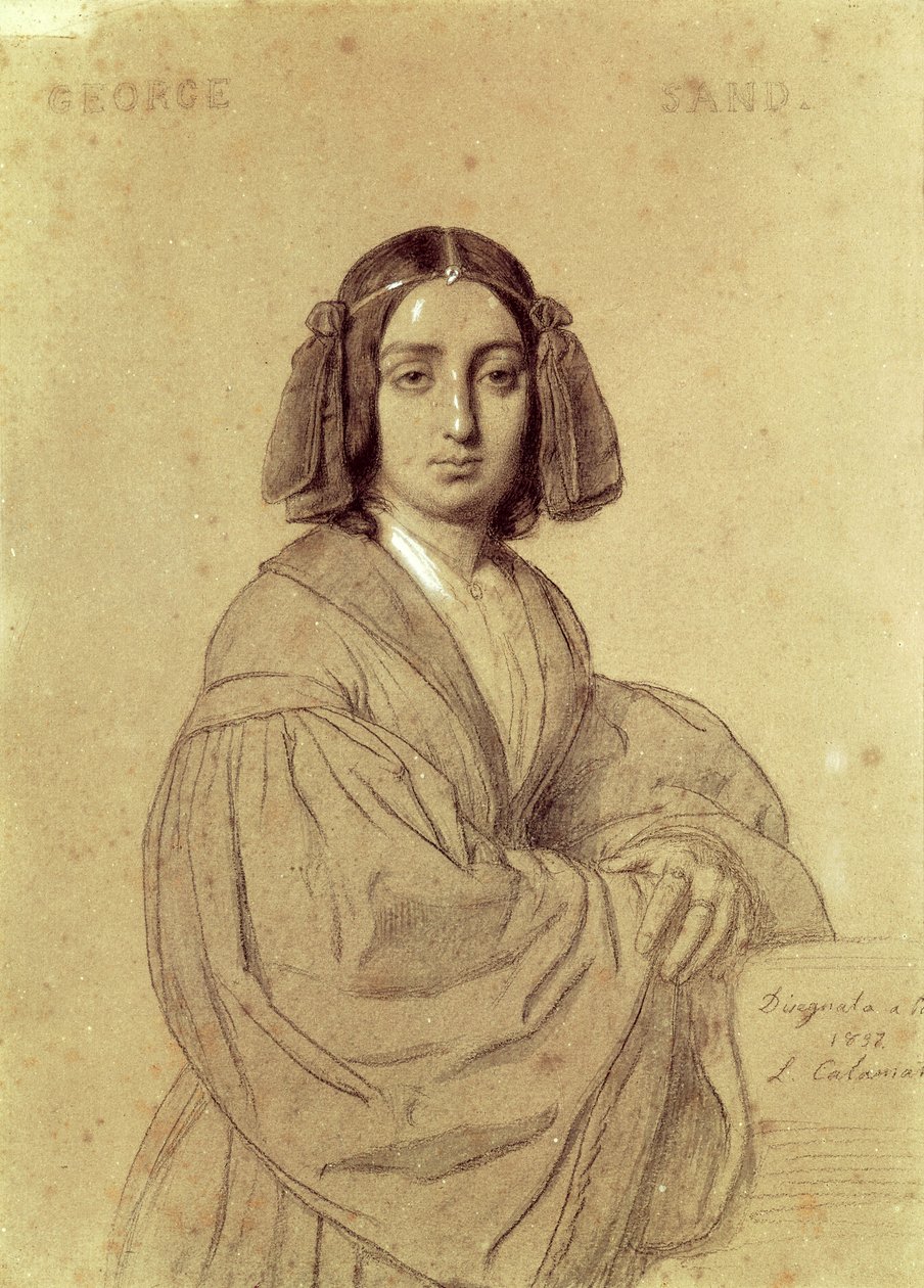 Portret van George Sand (1804-76) 1837 door Luigi Calamatta