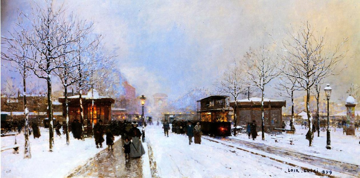 Porte Maillot in de winter, Parijs door Luigi Loir