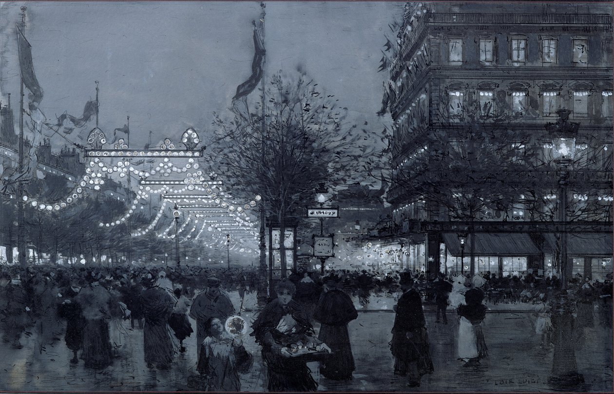 De Grands Boulevards, Parijs, versierd voor de viering van de Frans-Russische Alliantie in oktober 1893 door Luigi Loir