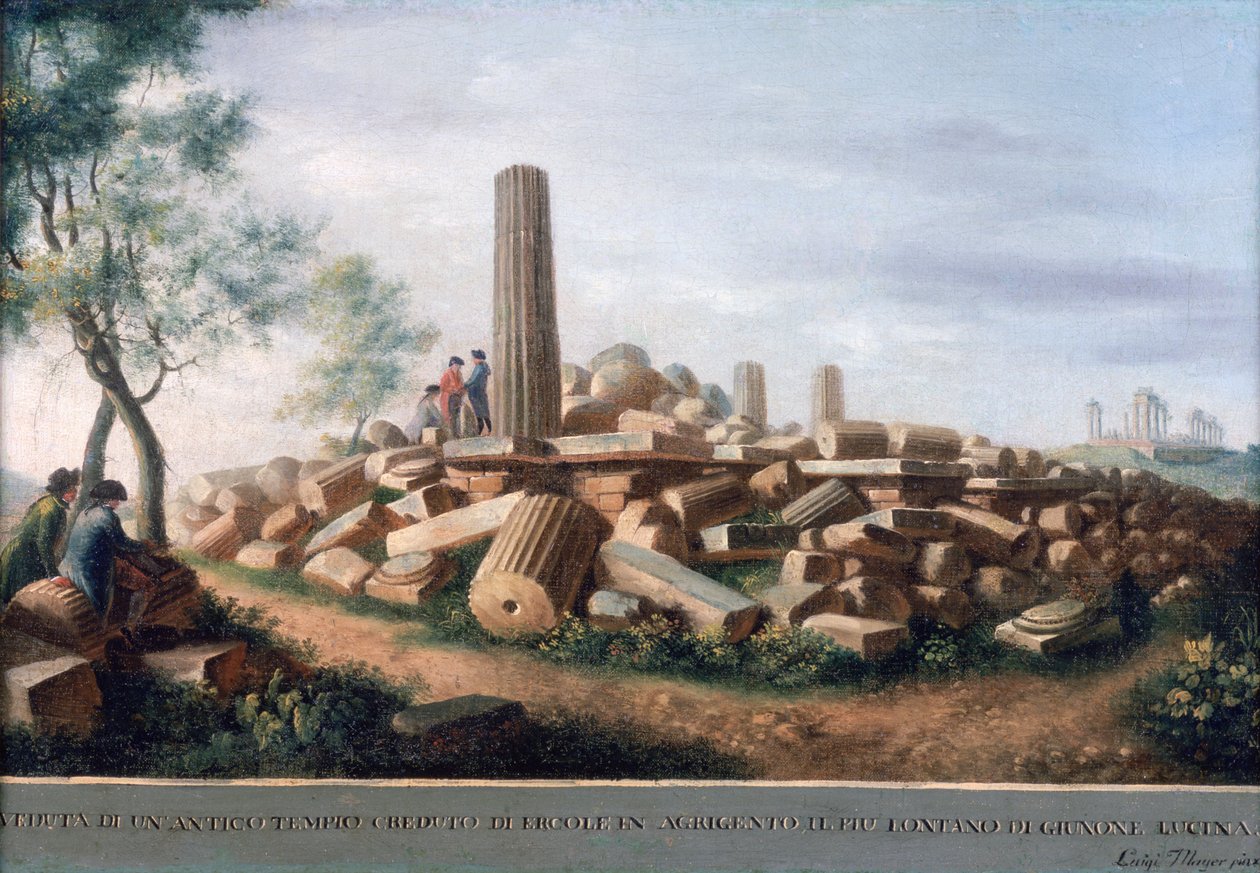 Oude Tempel in Agrigentum door Luigi Mayer