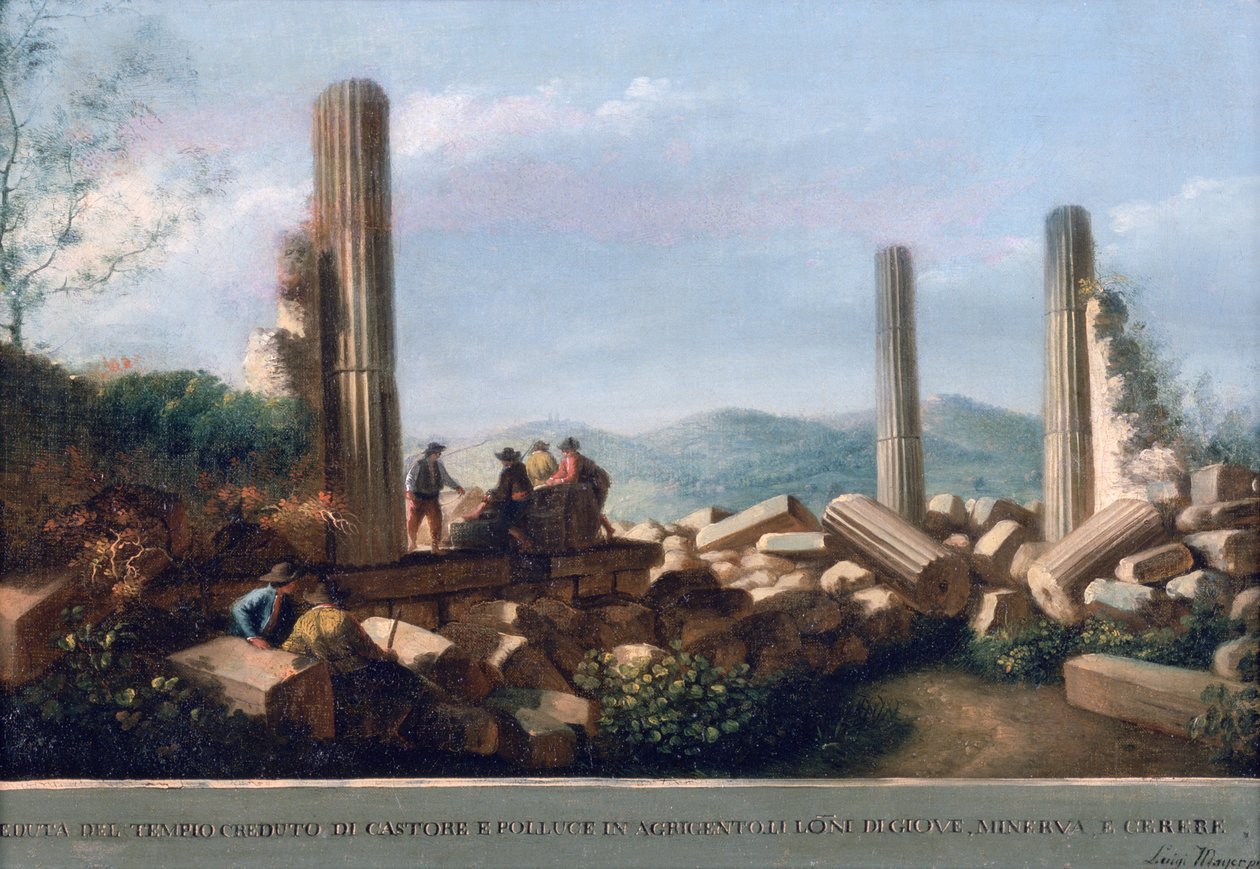 Tempel van Castor en Pollux door Luigi Mayer