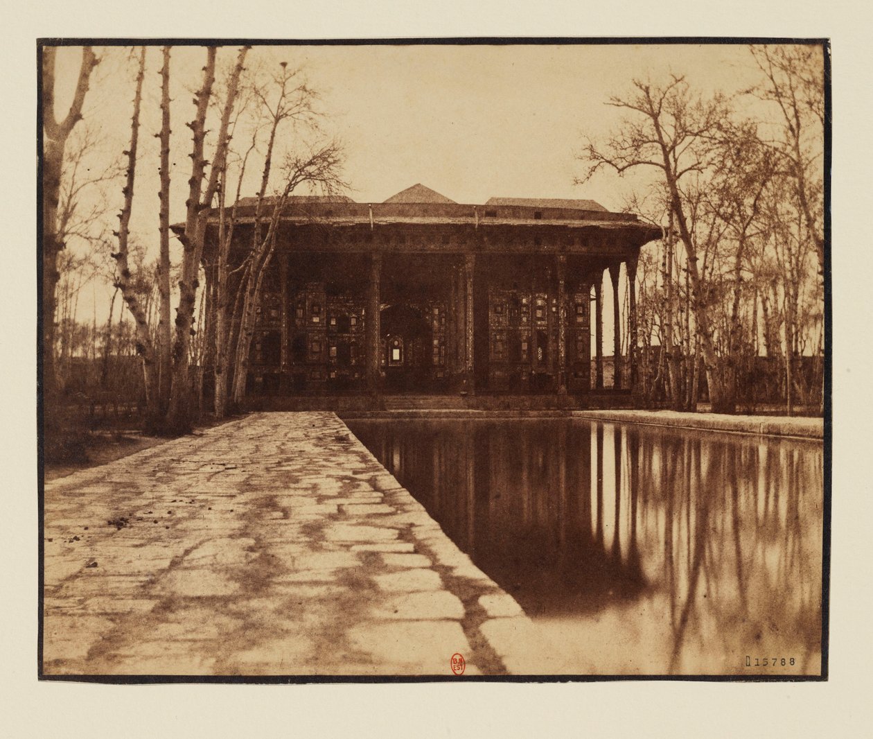 Isfahan, paleis van de Veertig Kolommen Chihil Sotun door Luigi Pesce