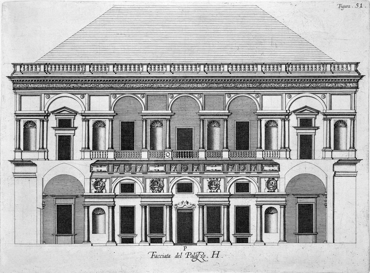 Ontwerp voor het Koninklijk Paleis van Caserta, 1756 door Luigi Vanvitelli
