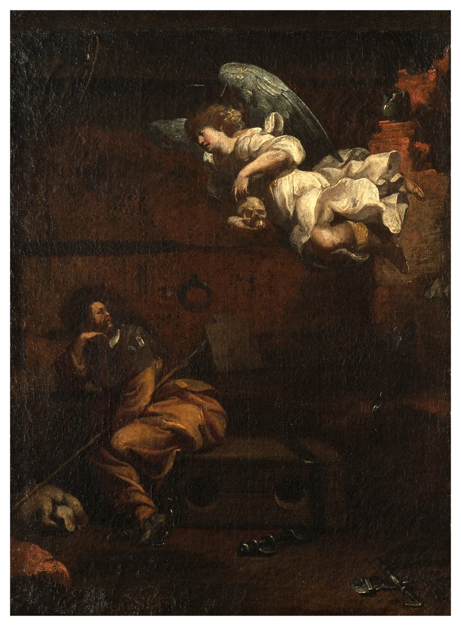 Noord Transept, Altaar van San Rocco 1635, 45, Genovesino 1645, Aankondiging van de dood in de gevangenis, Geschilderd rechtsonder door Luigi Miradori