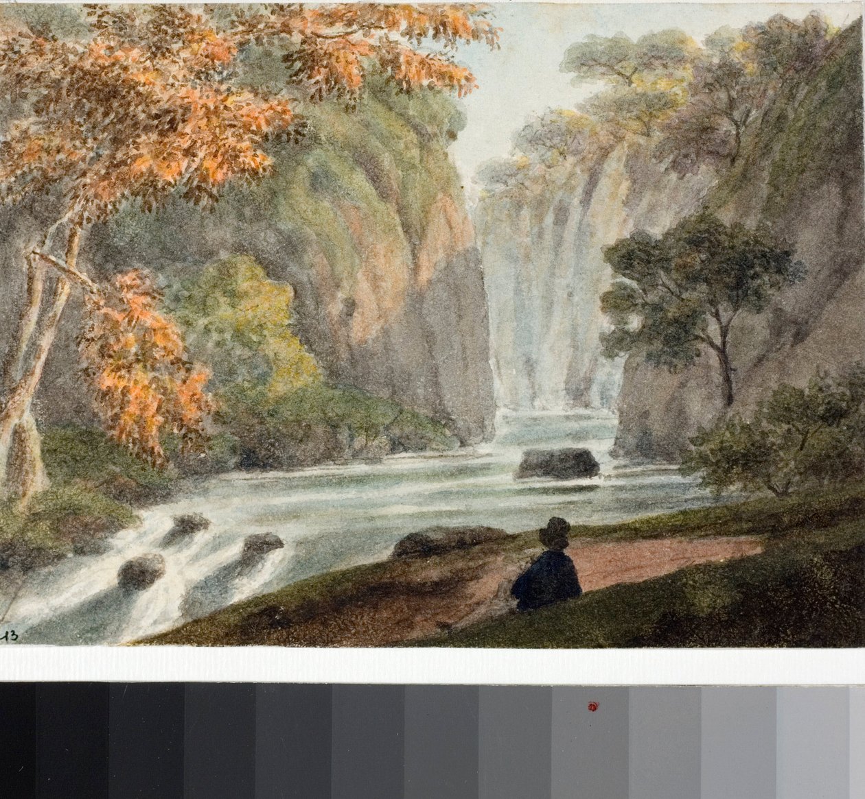 Landschap met rivier en waterval door Luigi Garibbo