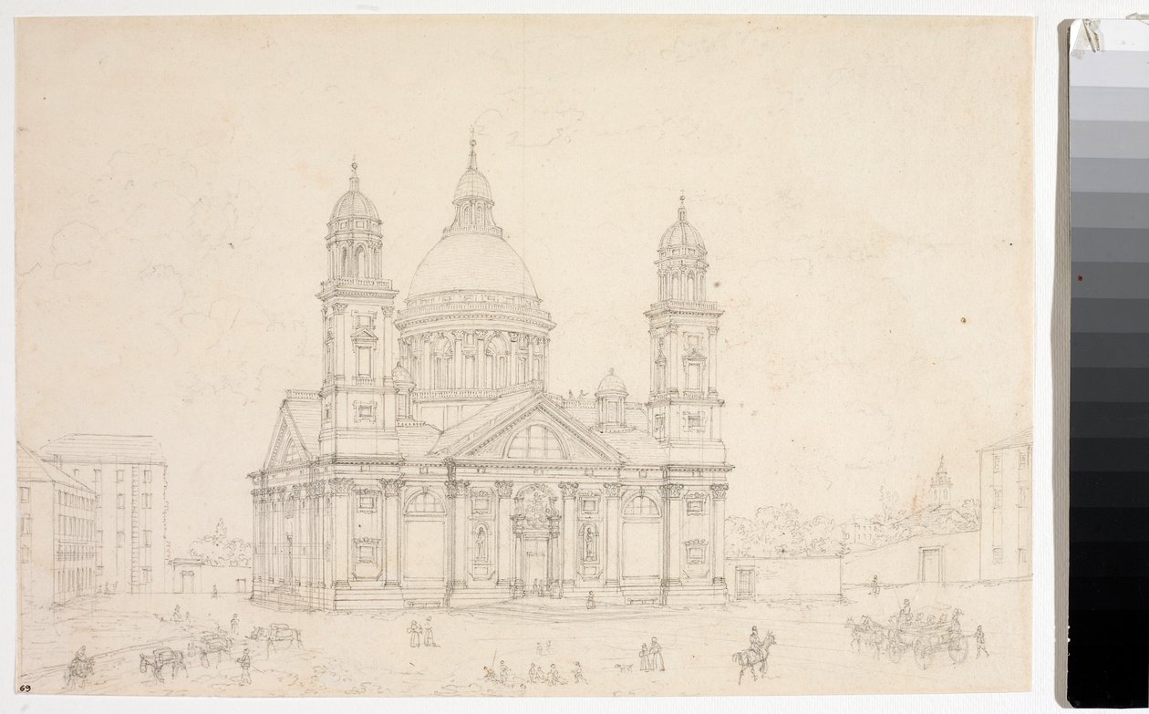 Uitzicht op de Basiliek Santa Maria Assunta di Carignano in Genua door Luigi Garibbo