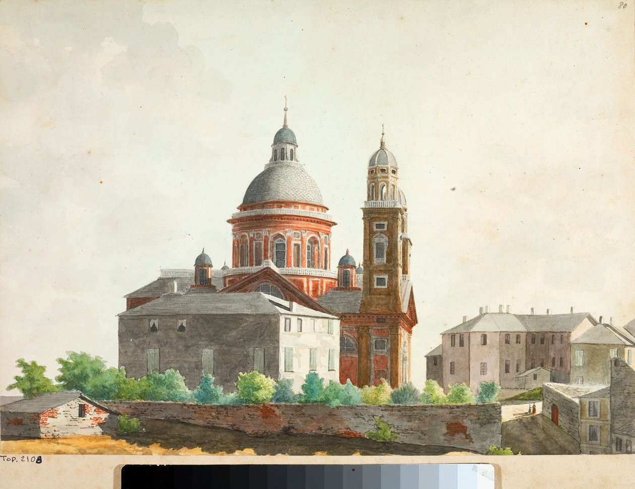 Uitzicht op de Basiliek van Santa Maria Assunta di Carignano in Genua door Luigi Garibbo