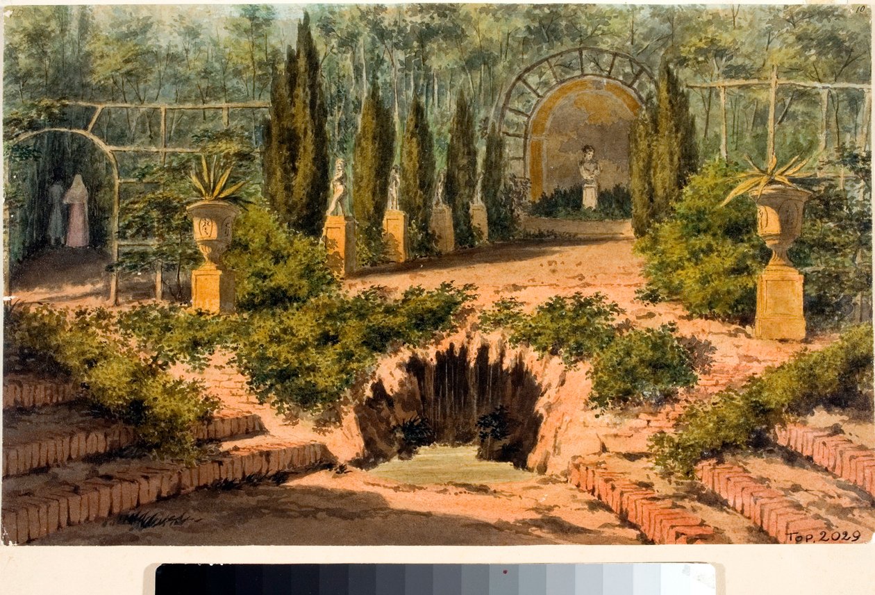 Uitzicht op de tuin van villa Doria a Pegli nabij Genua door Luigi Garibbo
