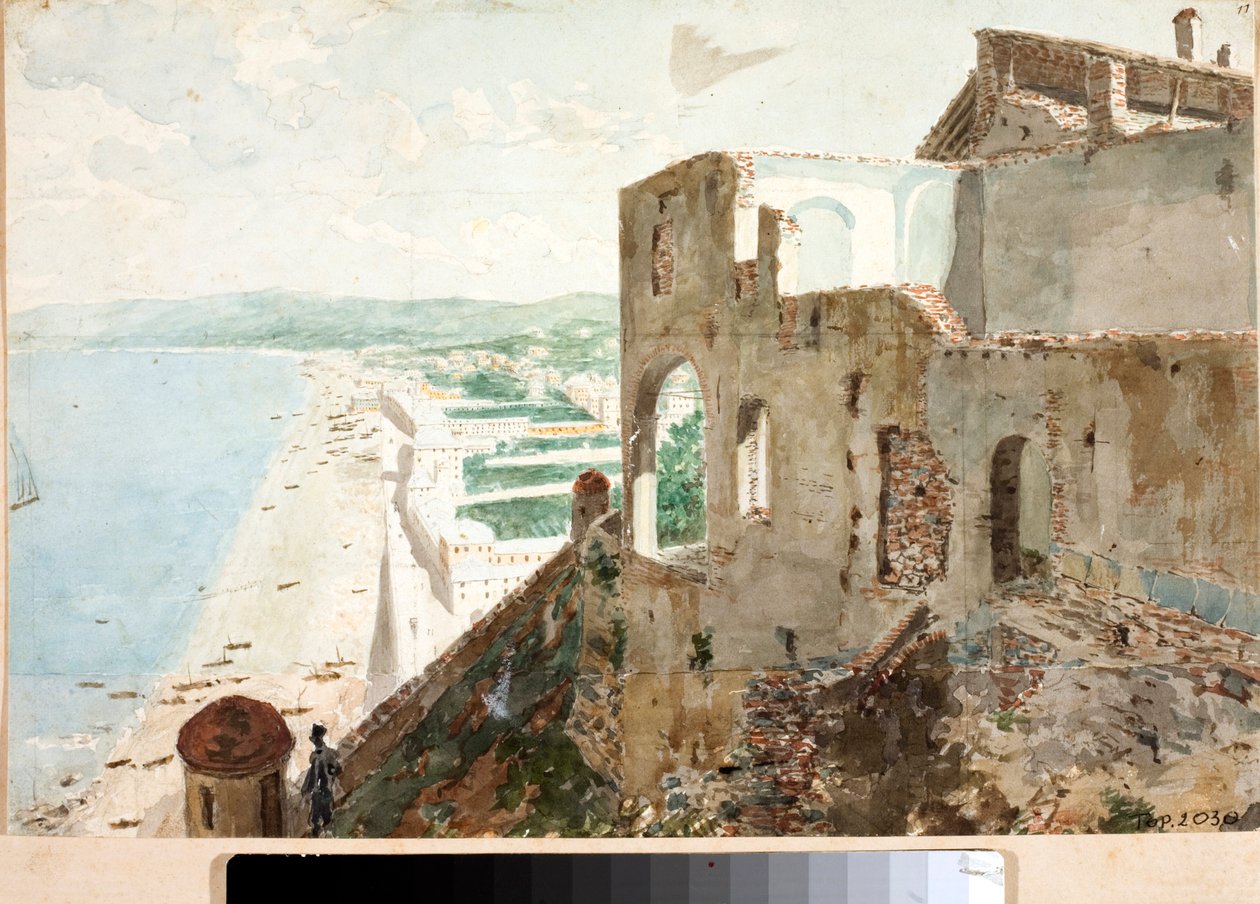 Uitzicht over de wijk Sampierdarena in Genua door Luigi Garibbo