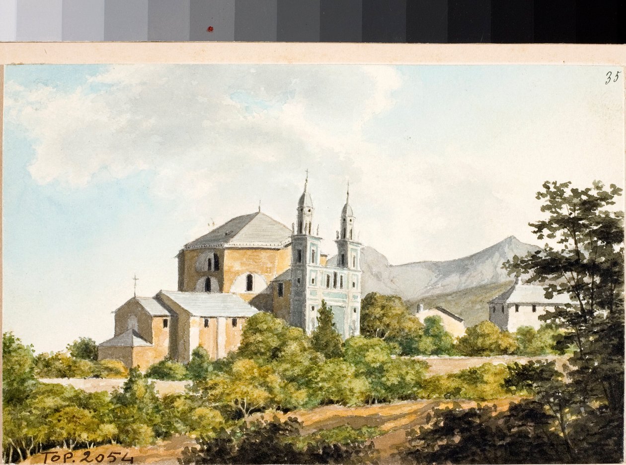 Uitzicht op de kerk van ss Nazarius en Celsus in Arenzano, Genua door Luigi Garibbo