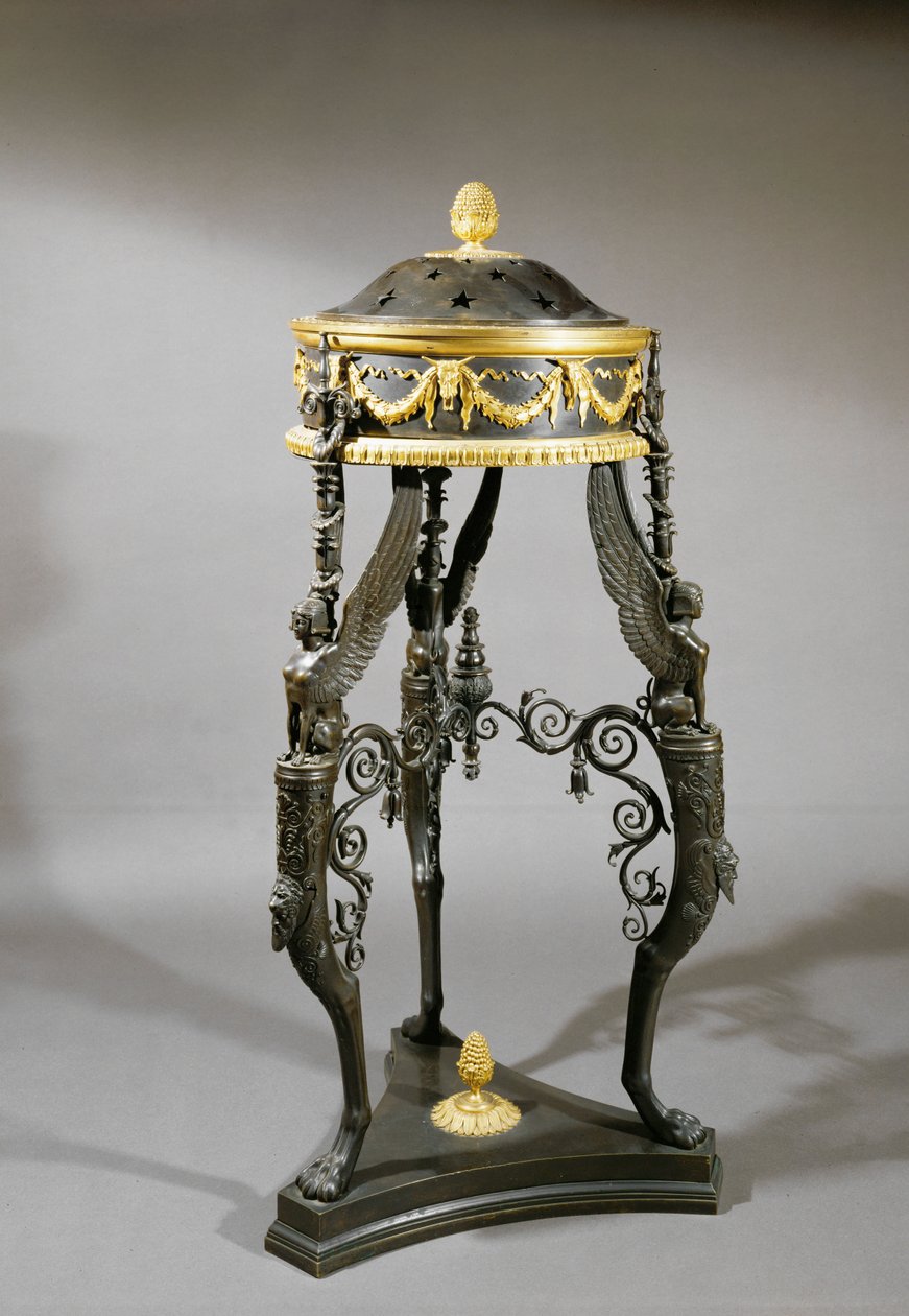 Driepoot, brons en verguld brons, geïnspireerd op een Romeins origineel (brons) door Luigi & Manfredini Francesco Manfredini