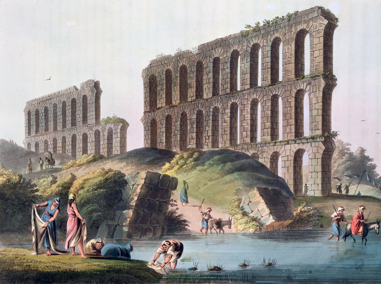 Ruïnes van het Grote Aquaduct van het Oude Carthago, Tunesië, 1803 door Luigi Mayer