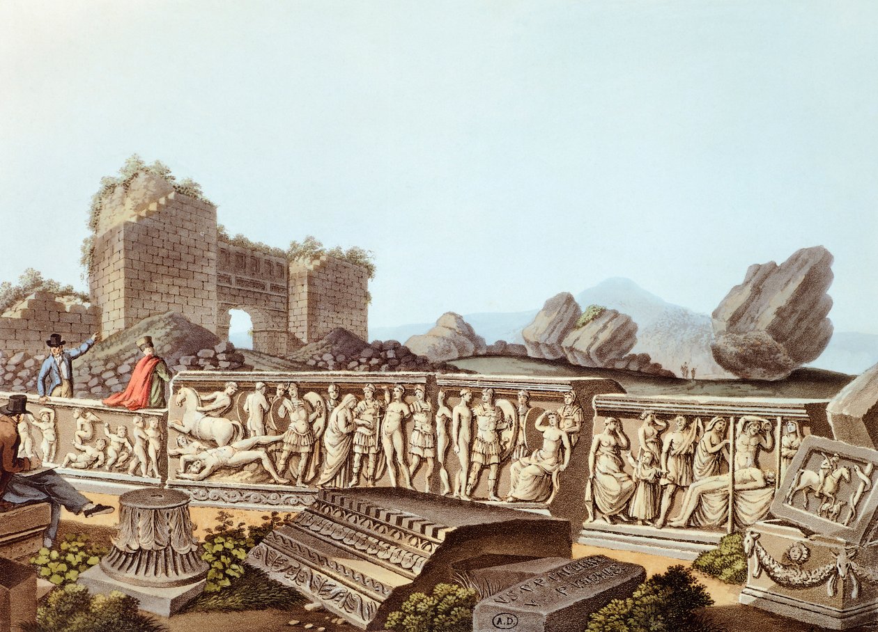 De ruïnes van Efeze in Turkije, illustratie door Luigi Mayer door Luigi Mayer