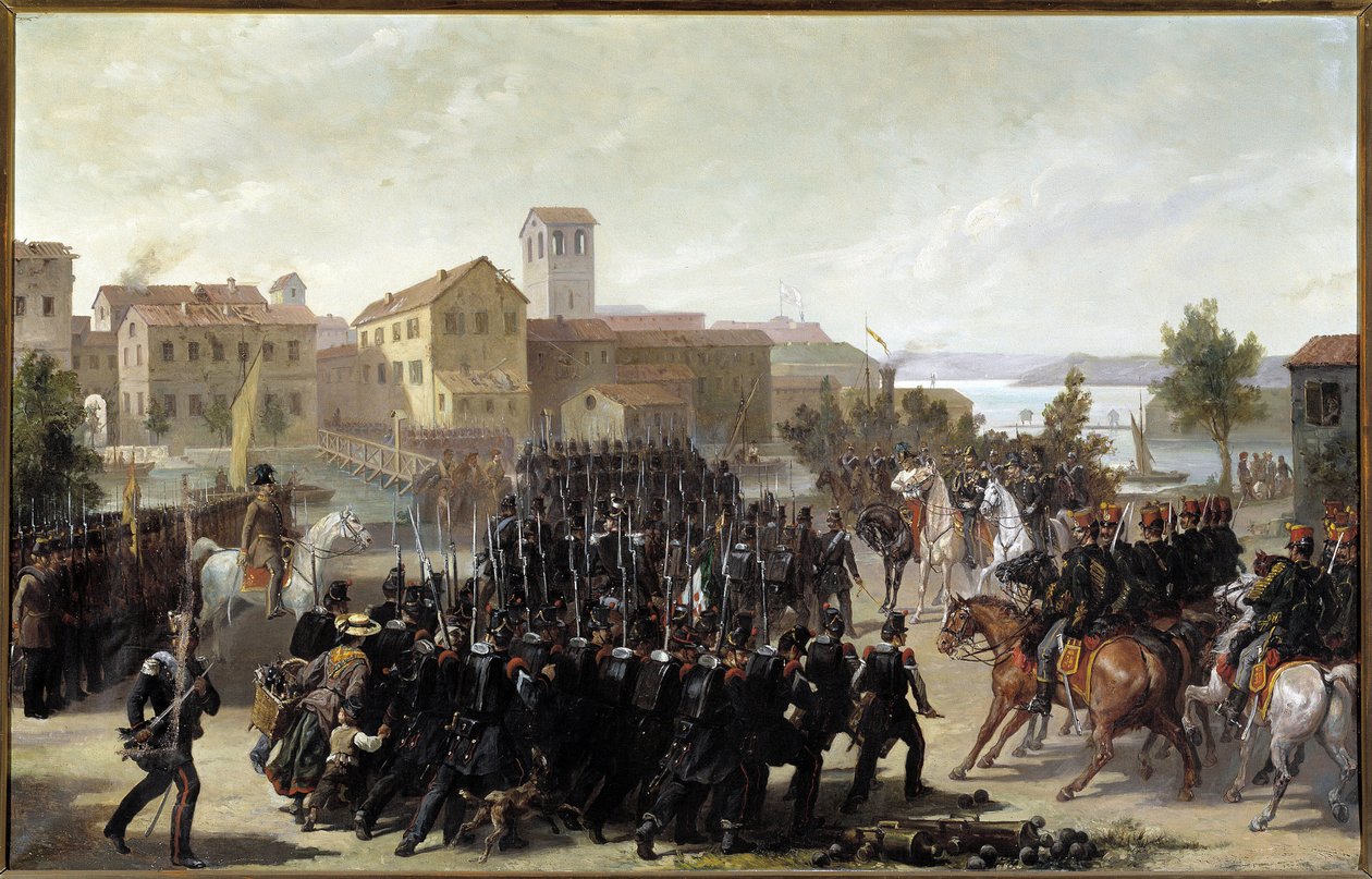 De verovering van de stad Peschiera del Garda door de Piëmontezen, 30 mei 1848 door Luigi Morgari