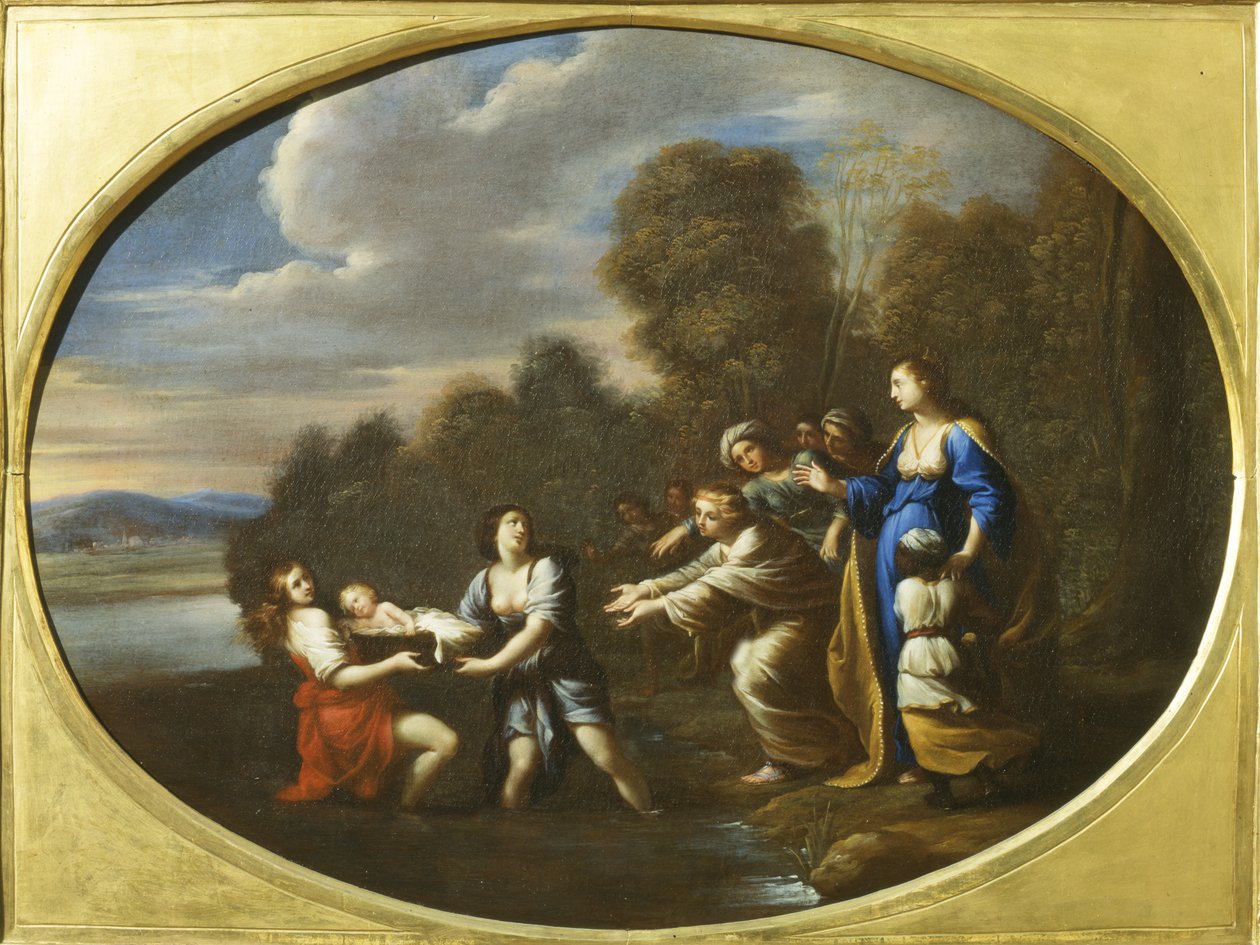 Mozes gered uit de Nijl (schilderij) door Luigi Primo Gentile