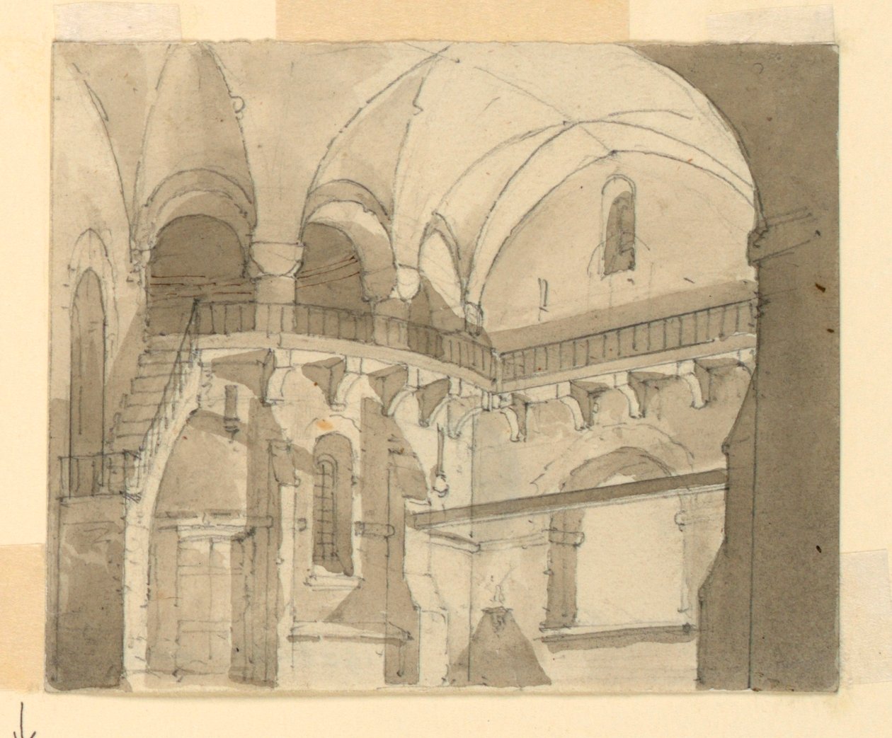 Toneelontwerp, interieur van gevangenis door Luigi Ricci