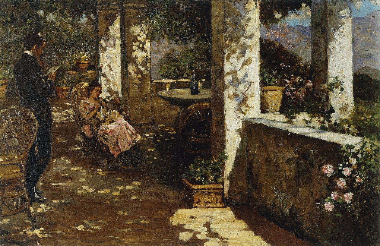 Rustend op het terras door Luigi Rossi
