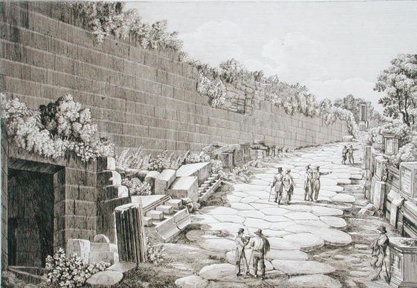 Romeinse weg naar Tusculo, na de eerste opgraving in 1825, uit 