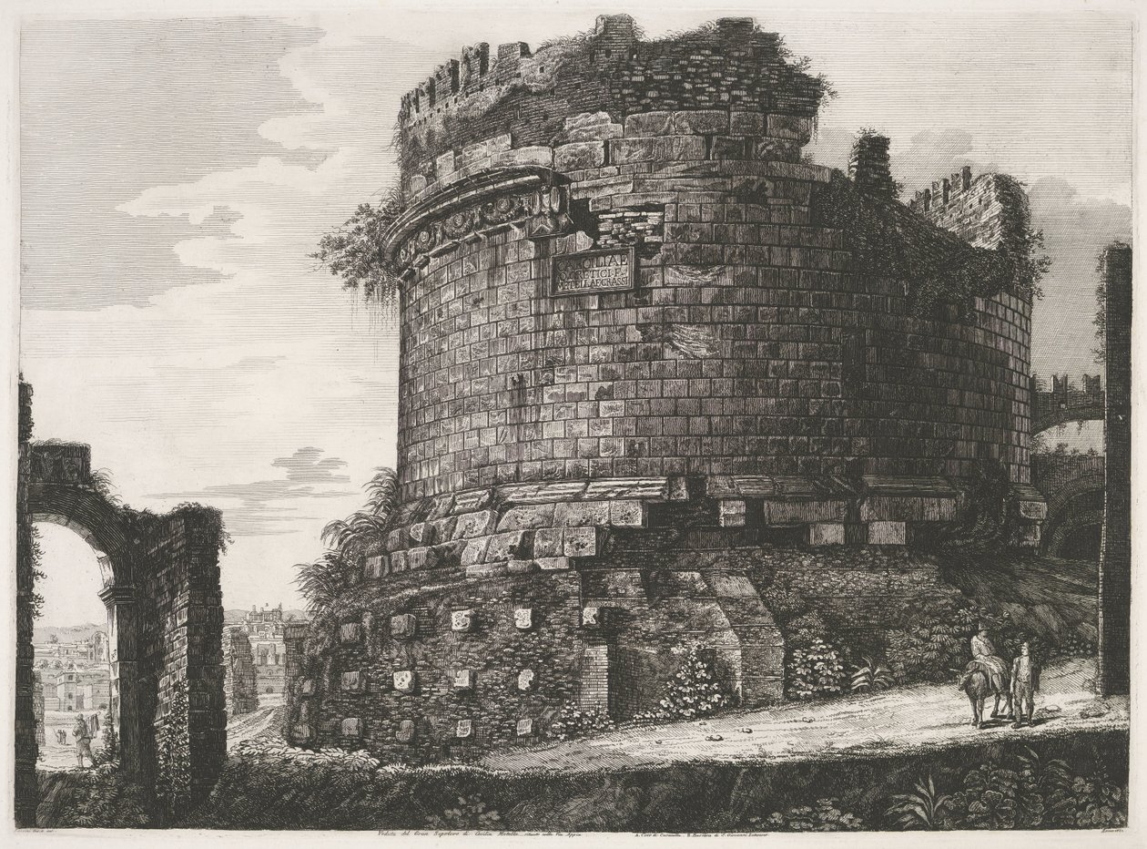 Tombe van Caecilia Metella te Rome door Luigi Rossini