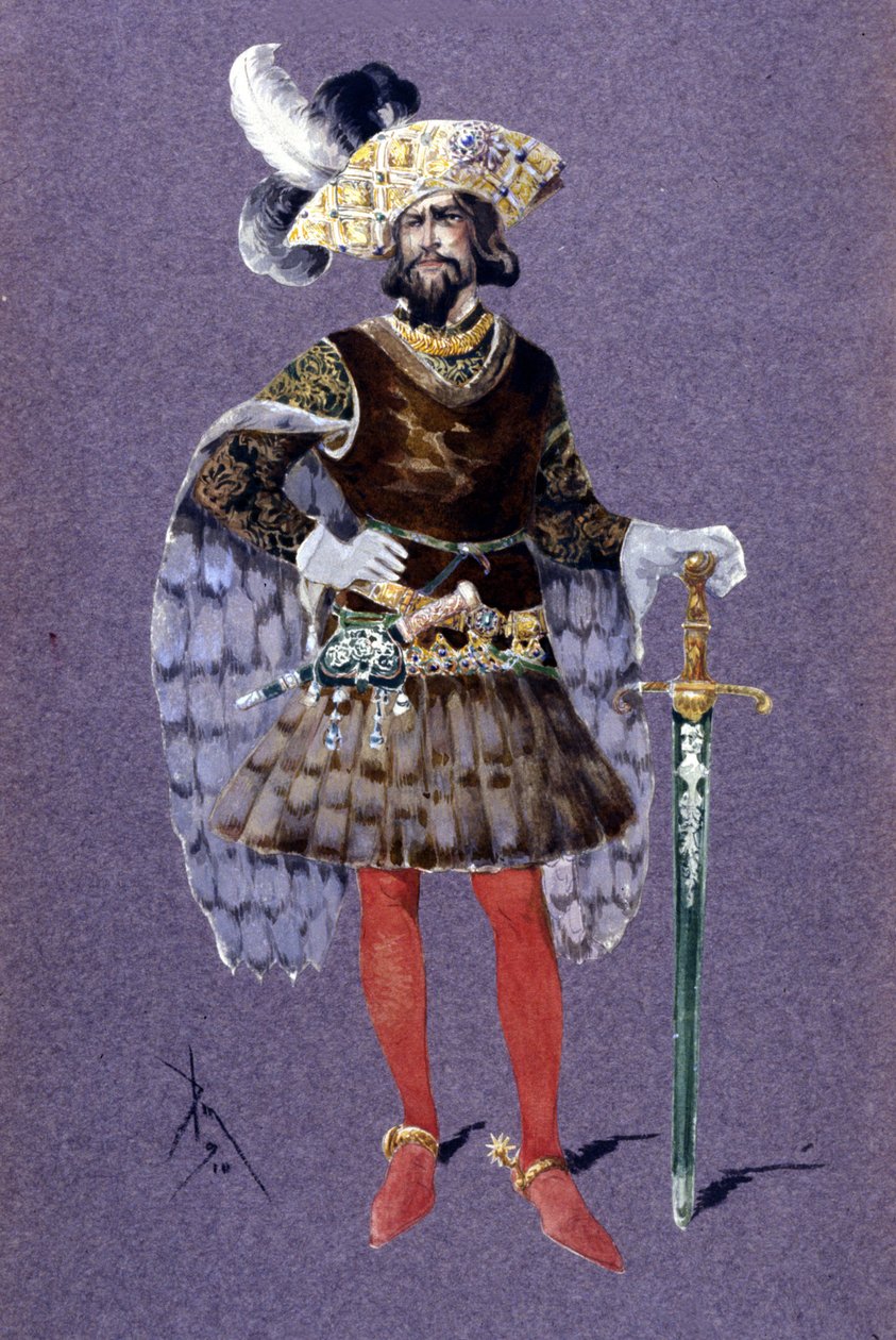 Blauwbaard. Tekening door Luigi Sapelli Caramba (1865-1936) uit 1910 voor opera Ariane en Blauwbaard door Paul Dukas door Luigi Sapelli Caramba