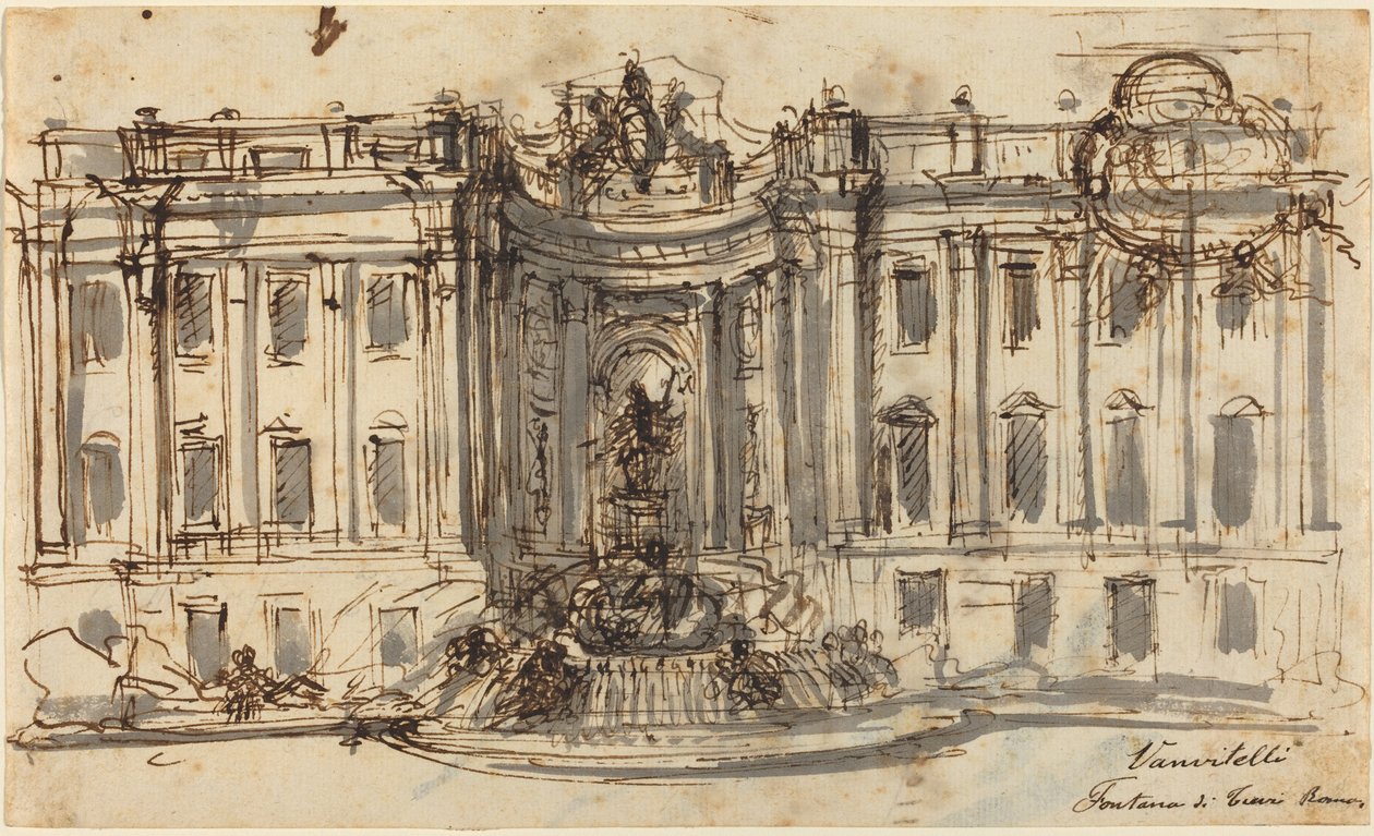 Voorstel voor de Trevifontein door Luigi Vanvitelli